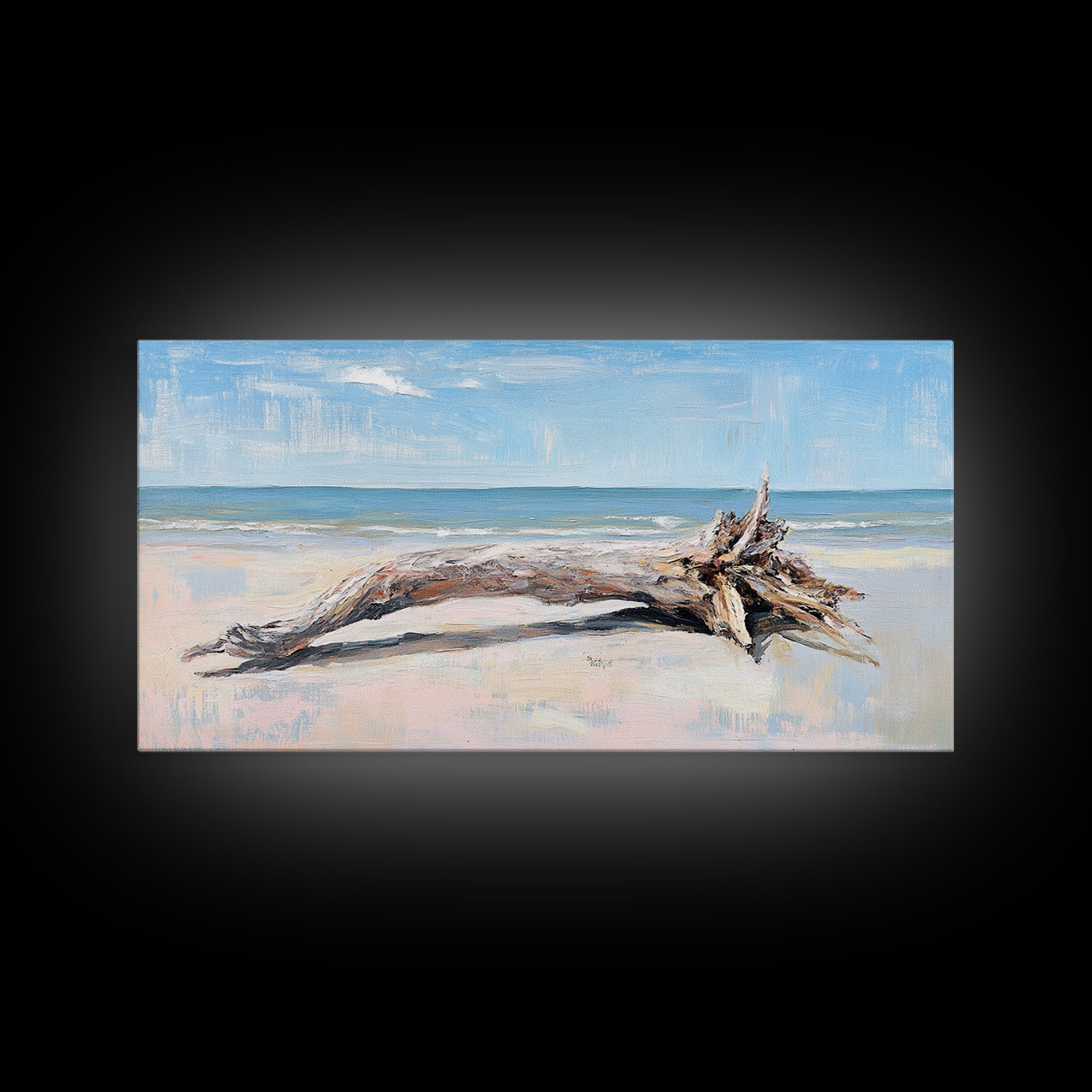 Weathered Driftwood On Beach Wall Art, Coastal Canvas Print, Ocean Landscape Art, Beach House Decor, Seaside Wall Decor Print