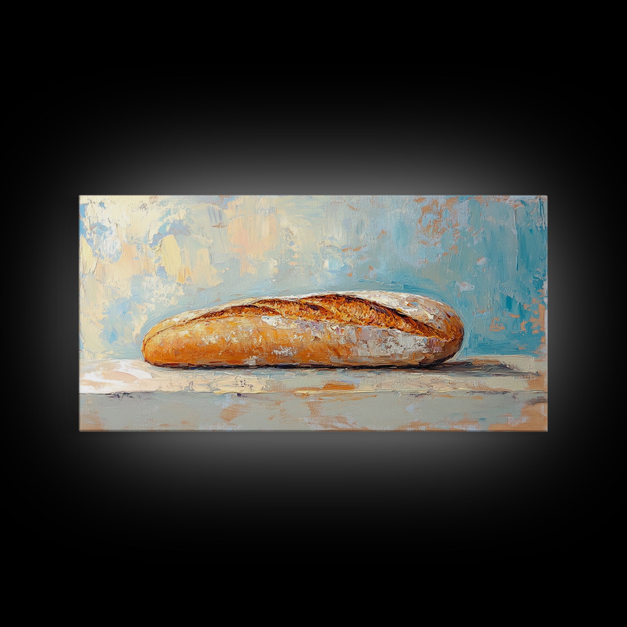 Crusty Baguette Bread Still Life Canvas Print, Kitchen Wall Art, French Bakery Decor, Rustic Farmhouse Home Decor, Foodie Gift