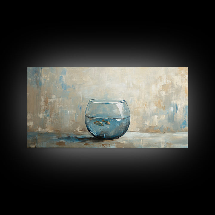 Goldfish Bowl Still Life Canvas Print, Coastal Wall Art, Ocean Animal Art, Neutral Home Decor, Bathroom Wall Decor Gift Idea