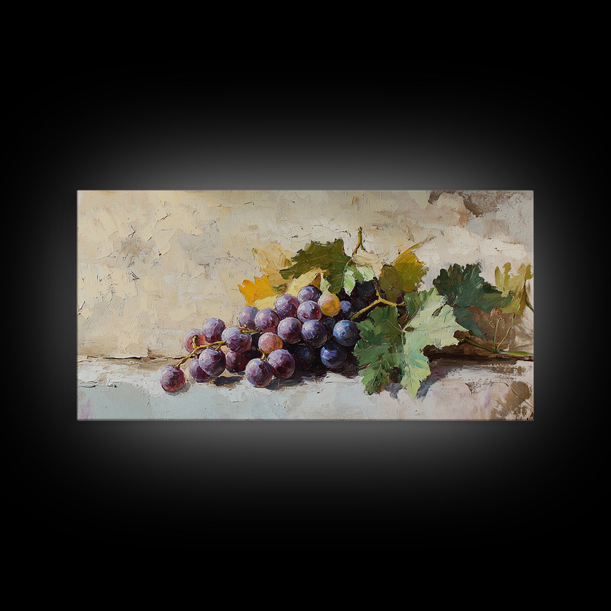 Purple Grapes Still Life Canvas Print, Rustic Kitchen Wall Art, Vineyard Decor, Wine Country Print, Farmhouse Dining Room