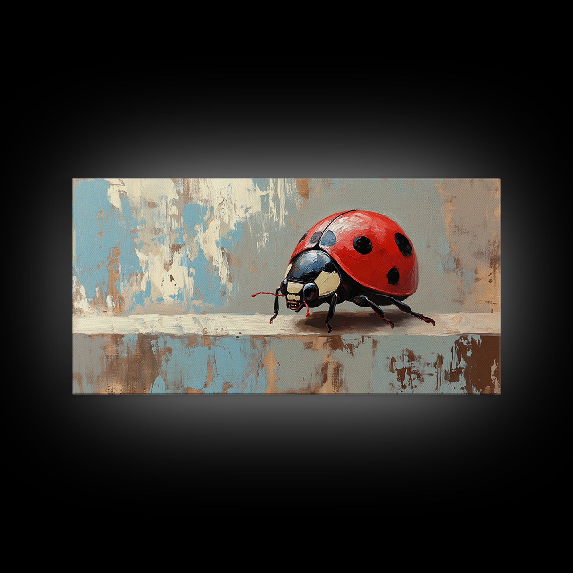Red Ladybug Macro In Textured Garden Wall Art, Whimsical Animal Canvas Print, Nature Decor, Kids Room Art Gift, Cute Wall Decor