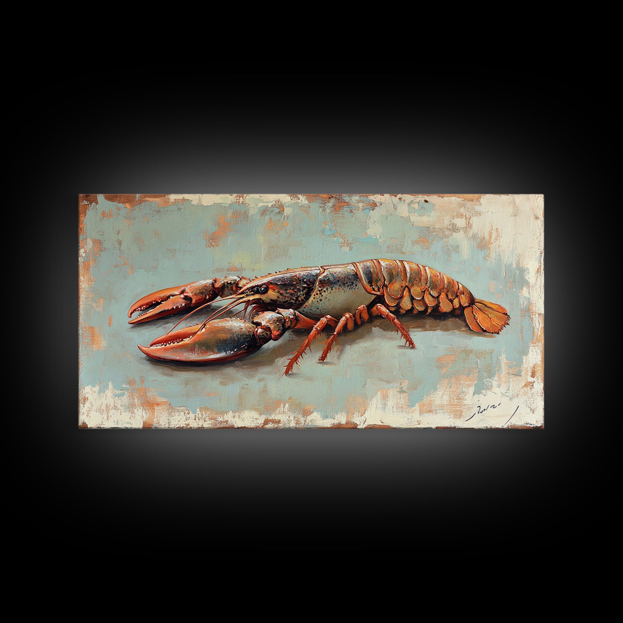 Red Lobster Seafood Still Life Wall Art, Coastal Kitchen Decor, Nautical Canvas Wall Art, Beach House Dining Room Gift Idea