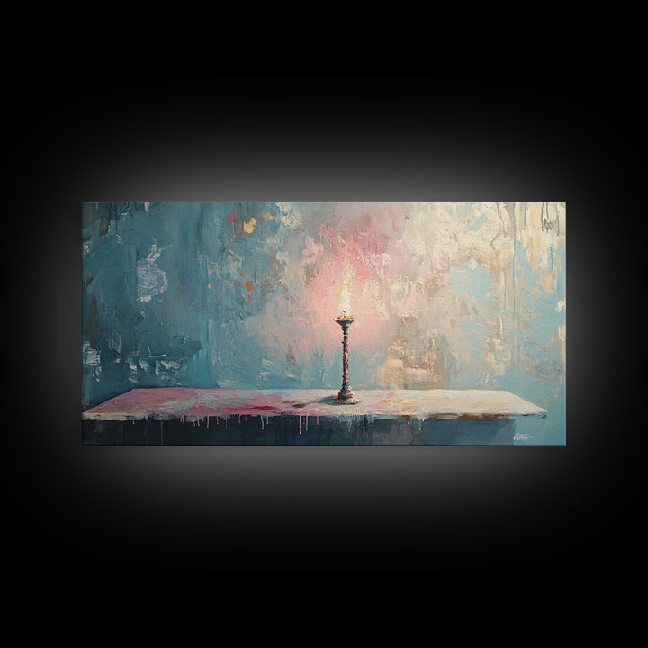 Lonely Candle Glow Minimalist Wall Art, Moody Abstract Canvas Print, Calming Bedroom Decor, Modern Living Room Art, Housewarming Gift