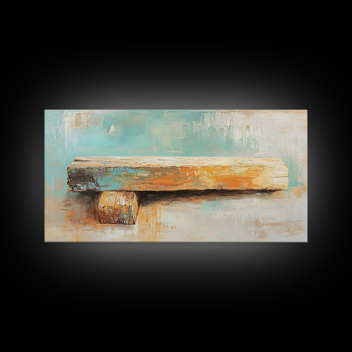 Weathered Wood Plank Abstract Wall Art, Rustic Textured Minimalist Canvas Print, Wabi Sabi Decor, Neutral Modern Home Decor