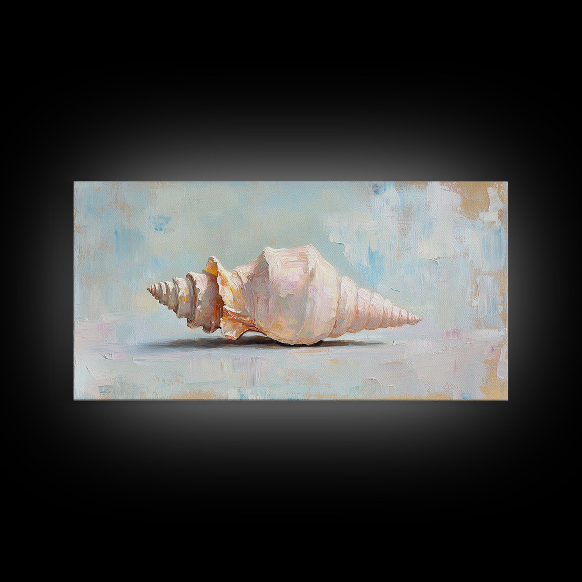 Soft Pastel Conch Shell Canvas Print, Coastal Wall Art, Beach House Decor, Ocean Art Print, Minimalist Coastal Decor Gift For Her
