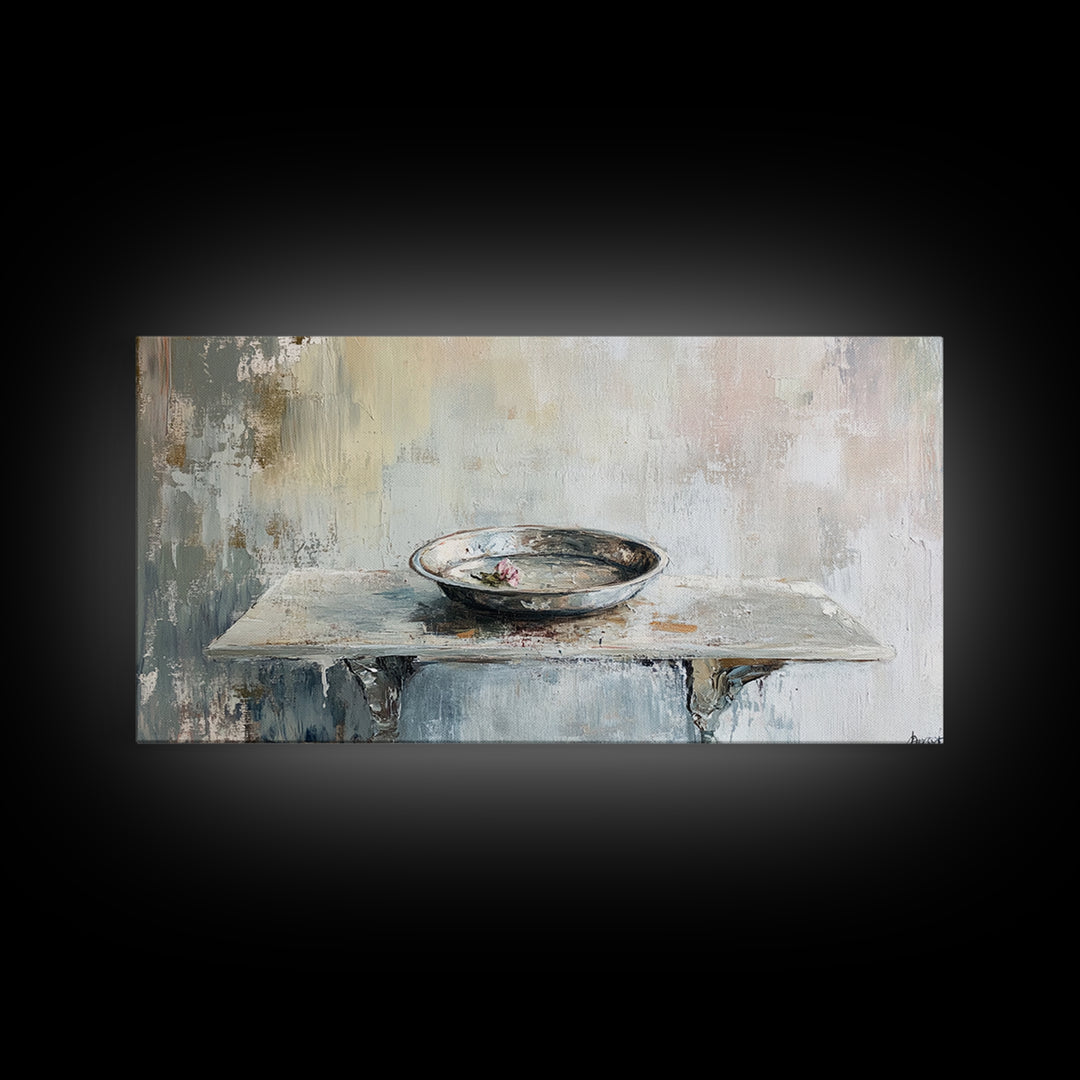 Wabi Sabi Ceramic Bowl Still Life Canvas Print, Neutral Wall Art, Minimalist Decor, Japandi Kitchen Wall Decor Gift Idea