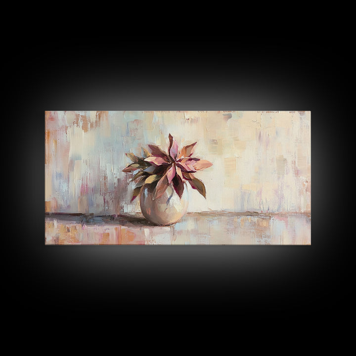 Succulent Plant In Ceramic Pot Wall Art, Botanical Canvas Print, Modern Home Decor, Neutral Bedroom Art Gift For Her, Housewarming Gift