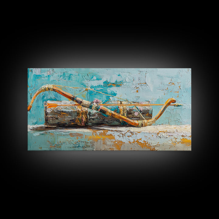 Rustic Bow And Arrow Still Life Wall Art, Western Decor Canvas Print, Cabin Wall Decor, Gift For Archery Lover, Man Cave Decor