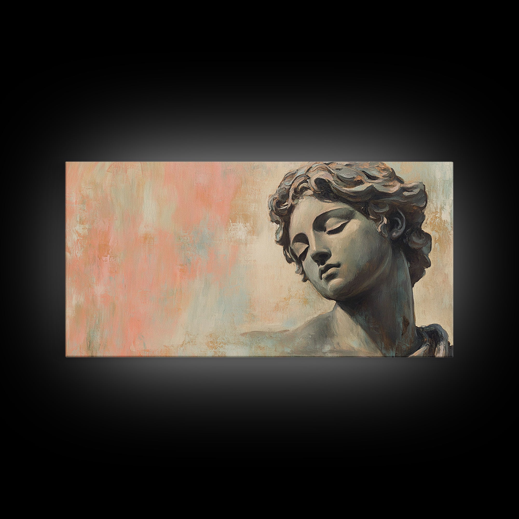 Classical Stone Bust Portrait Canvas Print, Renaissance Wall Art, Dark Academia Decor, Greek Statue Gift For Art Lover Classic Home Decor