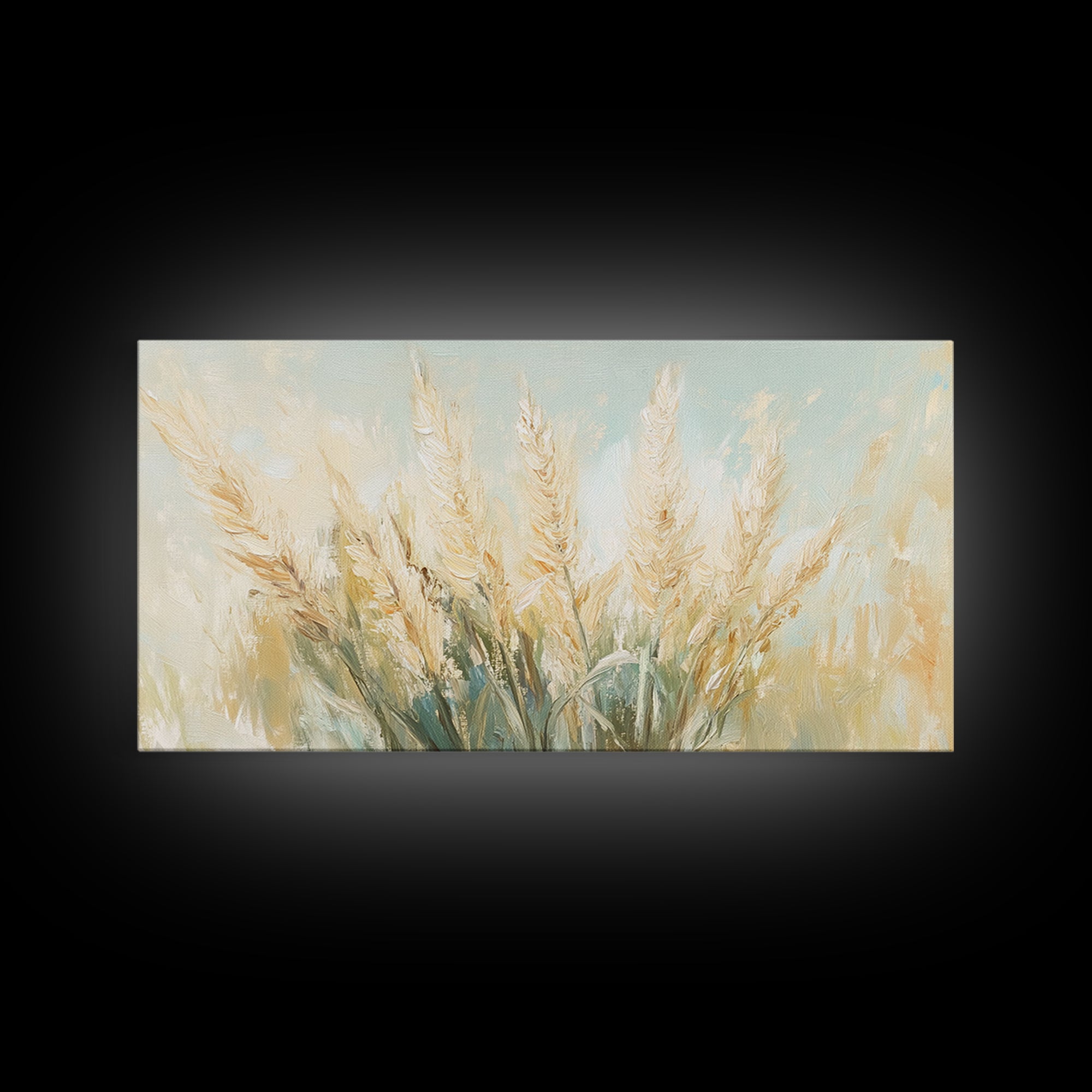 Golden Wheat Field Wall Art, Neutral Farmhouse Decor, Rustic Botanical Canvas Print, Earth Tone Above Sofa Living Room Art Gift
