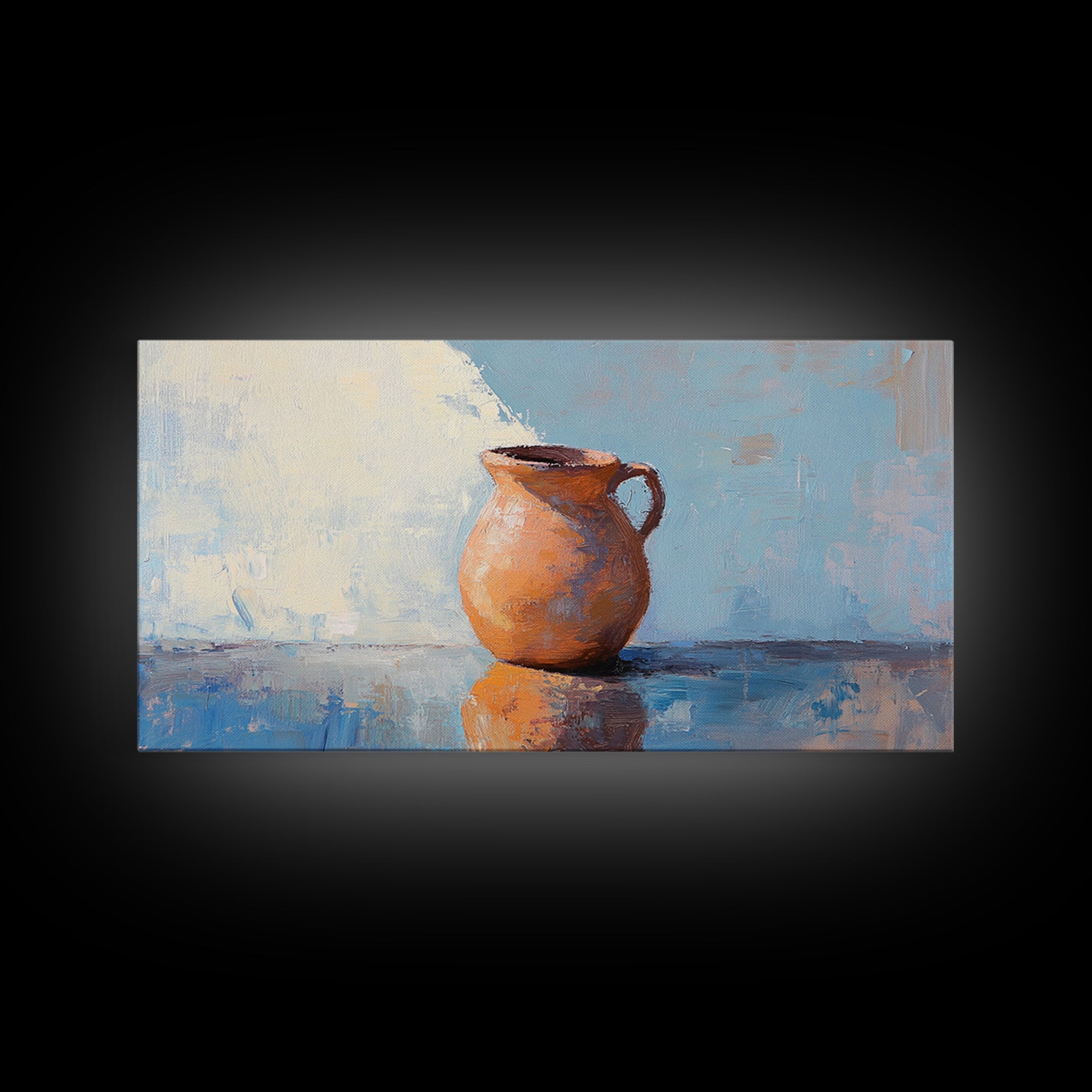 Terracotta Pitcher Still Life Canvas Print, Rustic Kitchen Wall Art, Mediterranean Decor, Neutral Wall Decor, Housewarming Gift