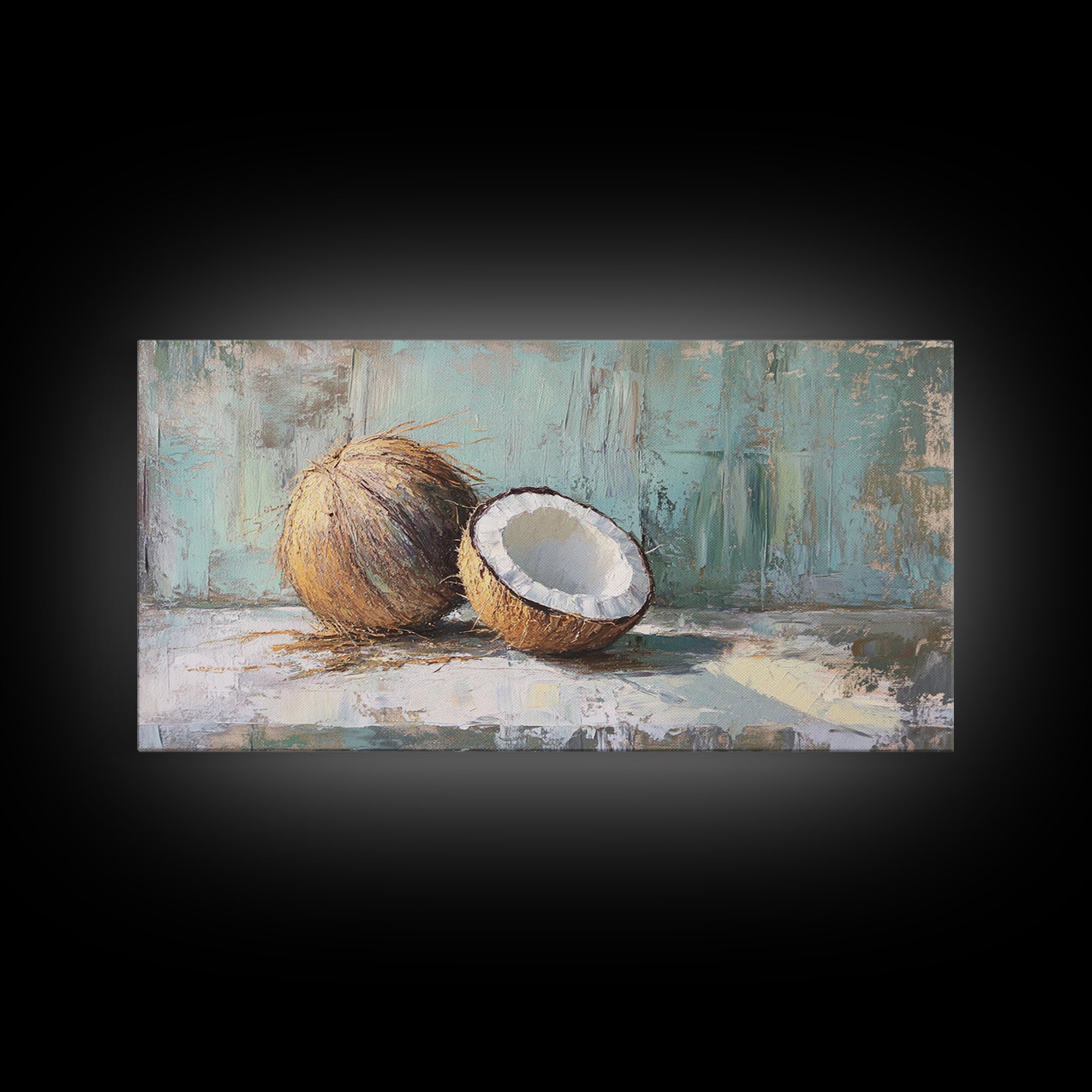 Split Coconut Still Life Wall Art, Tropical Canvas Print, Coastal Kitchen Decor, Beach House Decor, Nature Inspired Art, Gift