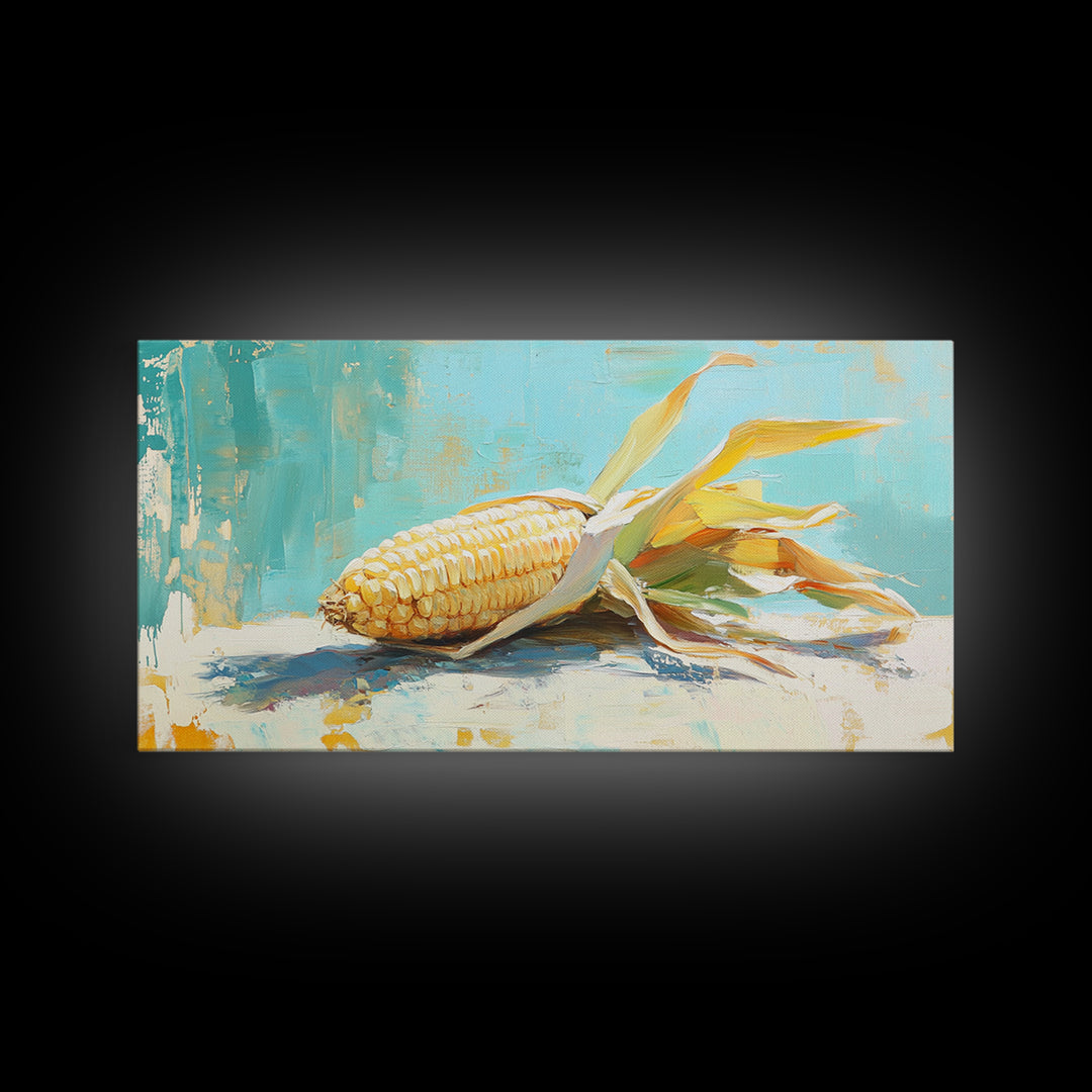 Golden Corn Still Life Canvas Print, Farmhouse Kitchen Wall Art, Rustic Country Decor, Food Art Print For Dining Room Decor