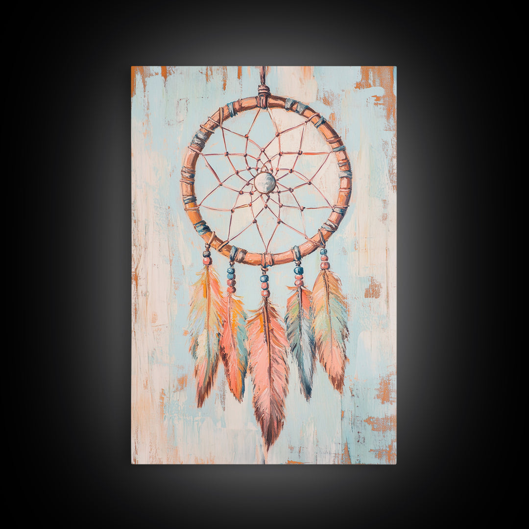 Boho Dreamcatcher Feathers Wall Art, Southwestern Canvas Print, Spiritual Home Decor, Nursery Wall Decor, Unique Gift Idea