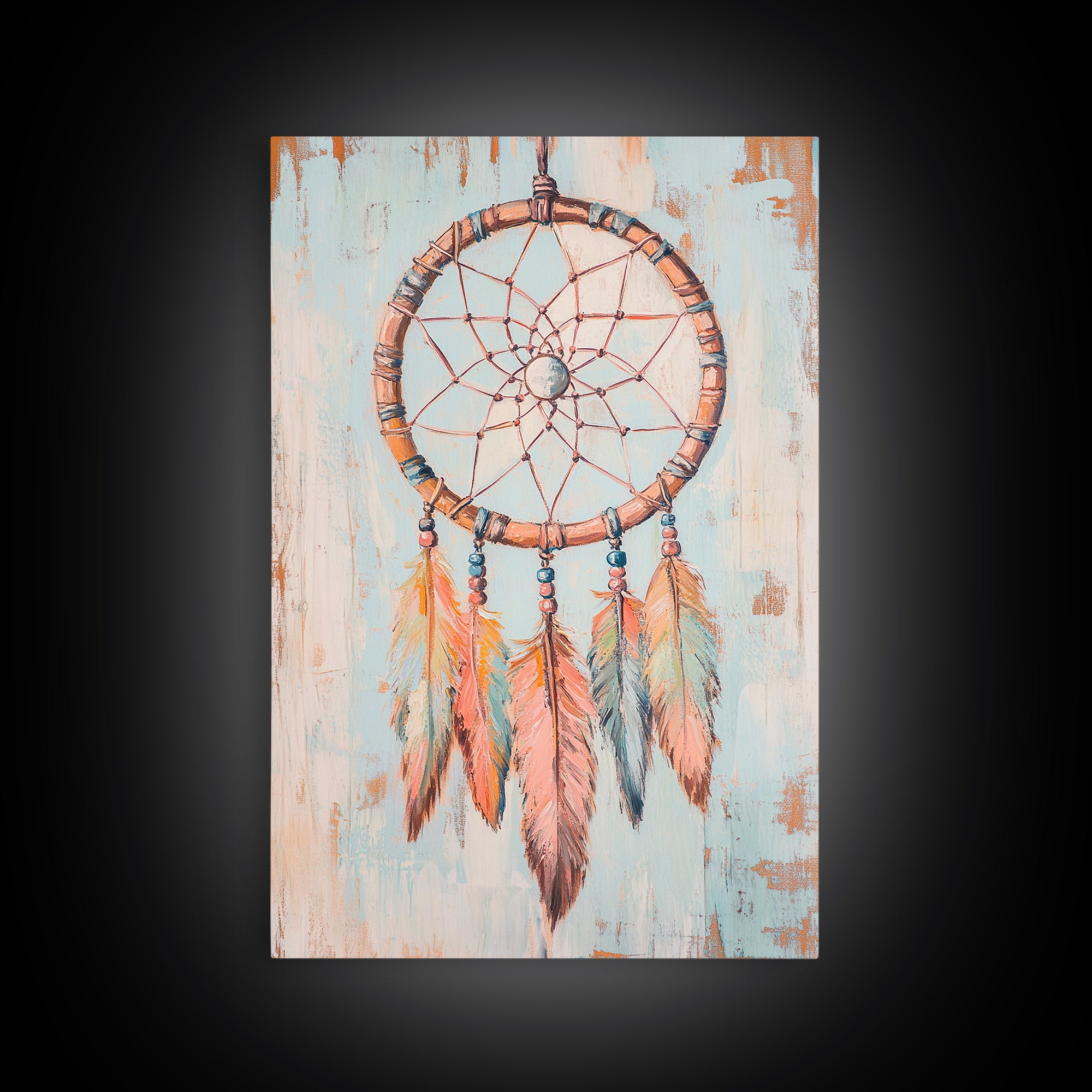 Boho Dreamcatcher Feathers Wall Art, Southwestern Canvas Print, Spiritual Home Decor, Nursery Wall Decor, Unique Gift Idea