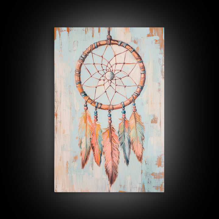 Boho Dreamcatcher Feathers Wall Art, Southwestern Canvas Print, Spiritual Home Decor, Nursery Wall Decor, Unique Gift Idea