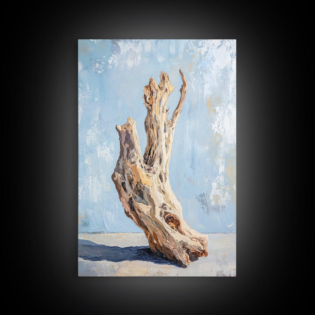 Sculptural Driftwood Still Life Canvas Print, Coastal Wall Art, Organic Modern Decor, Rustic Nature Art, Beach House Gift