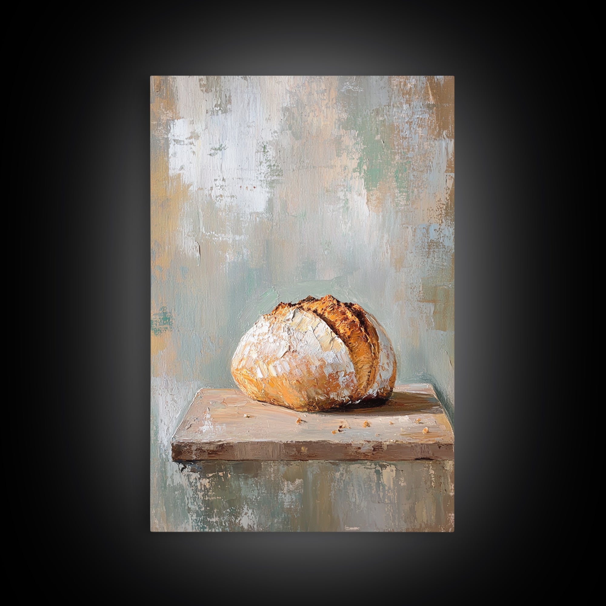 Crusty Artisan Bread Loaf Canvas Print, Rustic Kitchen Wall Art, Bakery Decor, Neutral Farmhouse Art Print, Gift For Baker