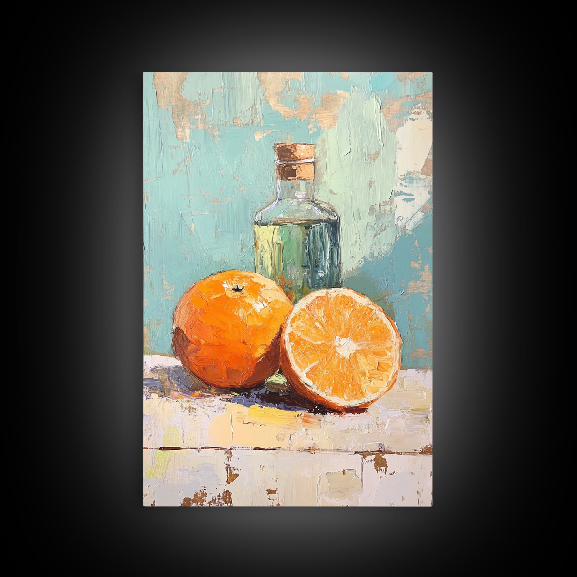 Orange Citrus Still Life Canvas Print, Kitchen Wall Art, Fruit Painting, Mediterranean Decor, Food Lover Gift, Home Decor