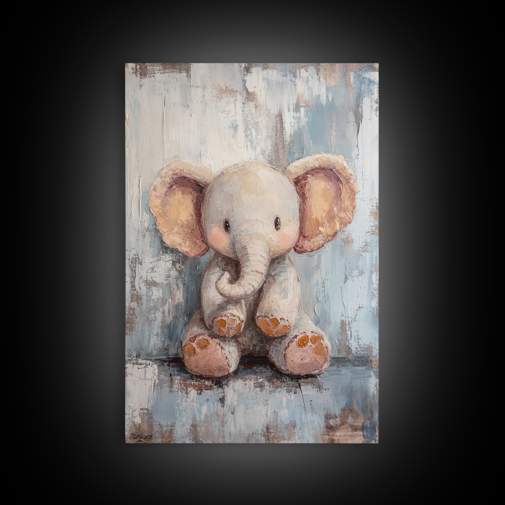 Sweet Baby Elephant Nursery Wall Art, Whimsical Animal Canvas Print, Kids Room Decor, Safari Nursery Gift For Baby Shower