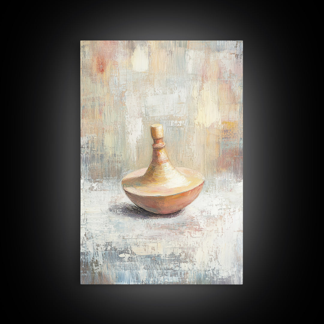 Minimal Spinning Top Still Life Canvas Print, Neutral Wall Art, Wabi Sabi Decor, Modern Minimalist Art Print For Office Decor