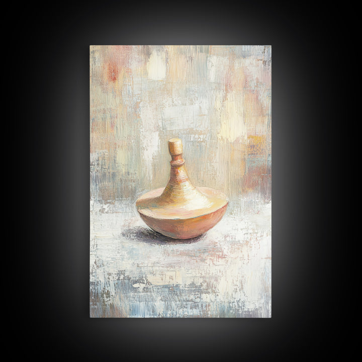 Minimal Spinning Top Still Life Canvas Print, Neutral Wall Art, Wabi Sabi Decor, Modern Minimalist Art Print For Office Decor