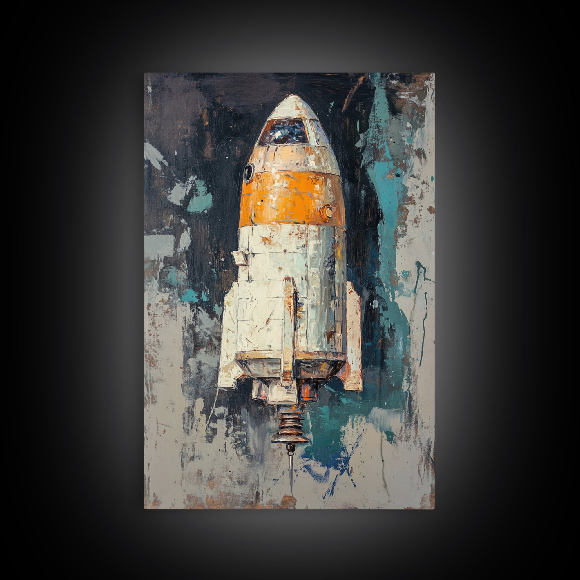 Retro Rocket Ship Spacecraft Wall Art, Sci Fi Wall Art, Futuristic Decor, Space Wall Decor, Gaming Room Art, Large Canvas Art