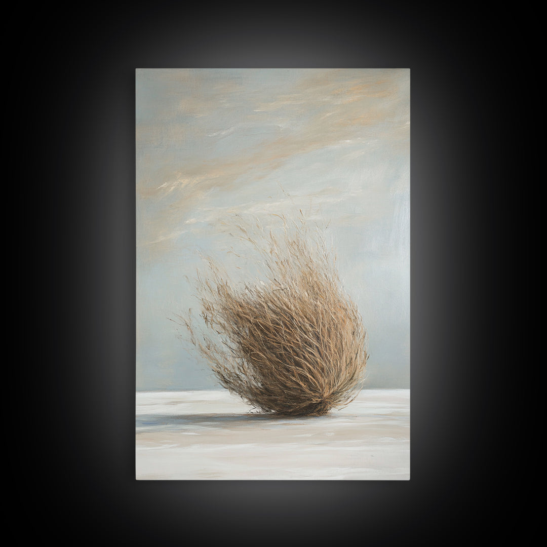 Minimalist Tumbleweed Wall Art, Neutral Desert Botanical Painting, Wabi Sabi Decor, Rustic Home Decor, Calming Wall Art Print