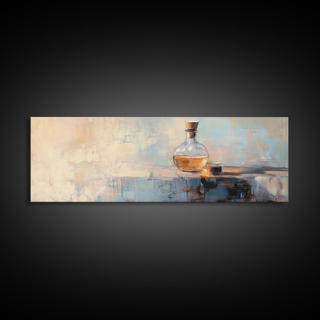 Whiskey Decanter And Glass Canvas Print, Moody Bar Art, Home Bar Decor, Masculine Office Wall Art, Man Cave Decor, Gift For Him