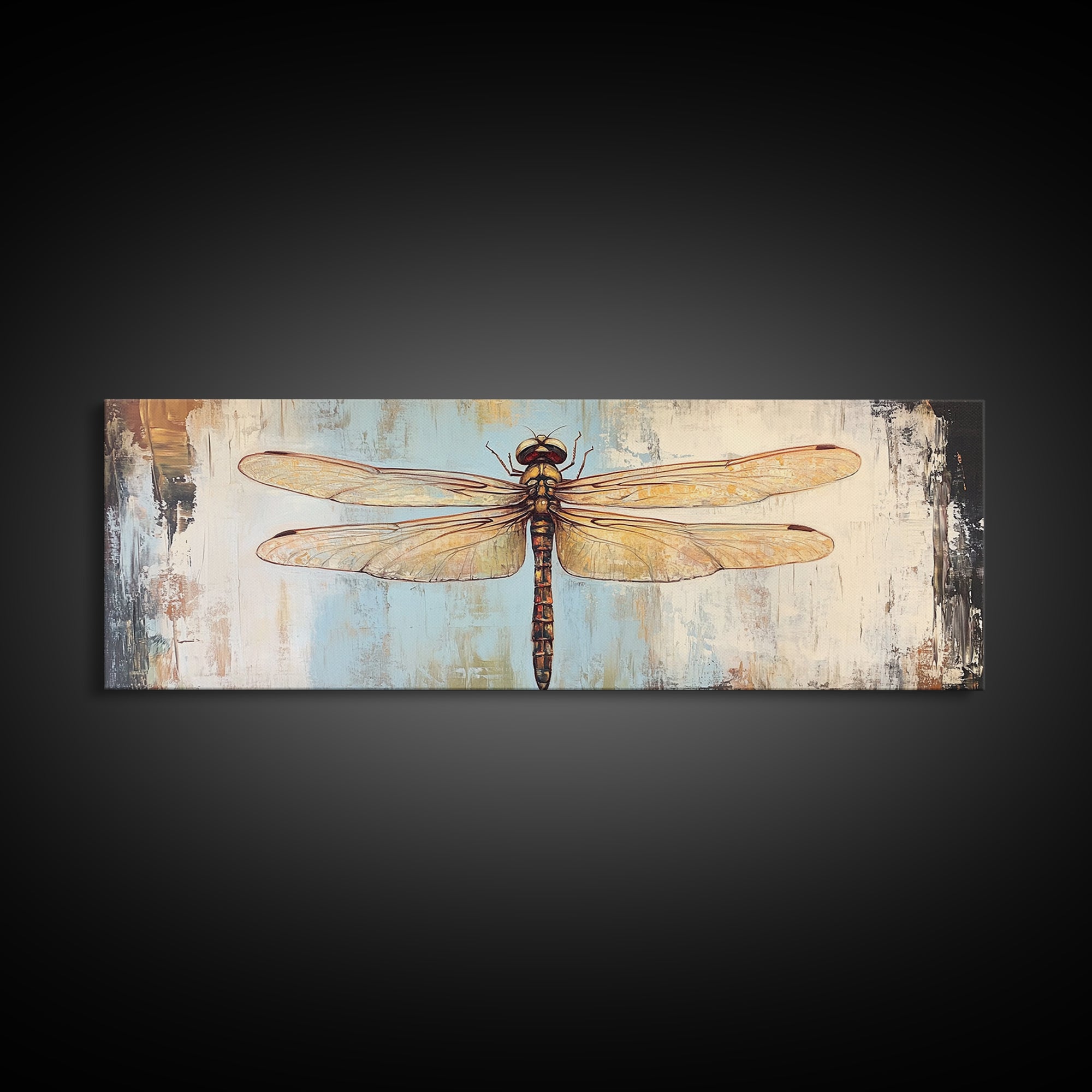 Detailed Dragonfly Insect Wall Art, Nature Inspired Canvas Print, Botanical Wall Decor, Rustic Wildlife Gift For Her, Office Decor