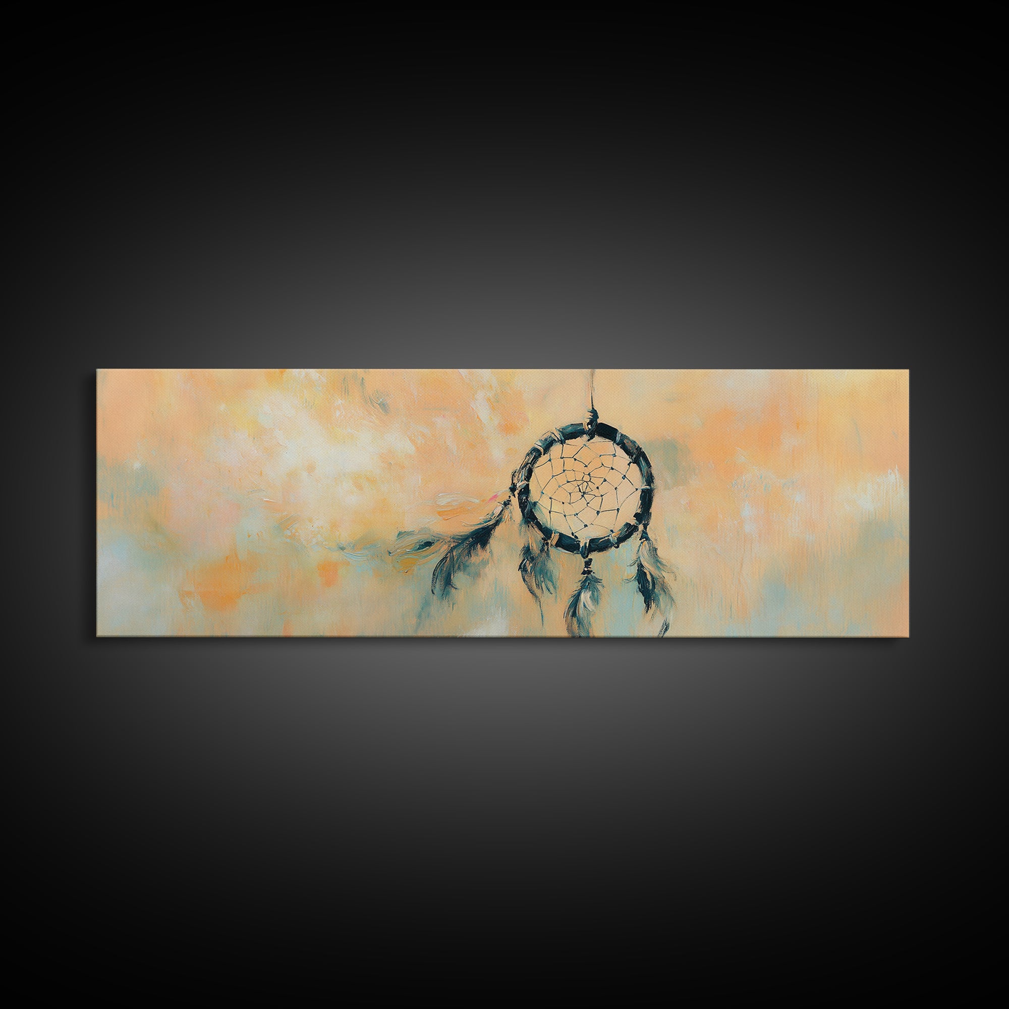 Boho Dreamcatcher With Feathers Wall Art, Southwestern Canvas Print, Spiritual Decor, Earth Tone Bedroom Gift For Her, Dorm Decor