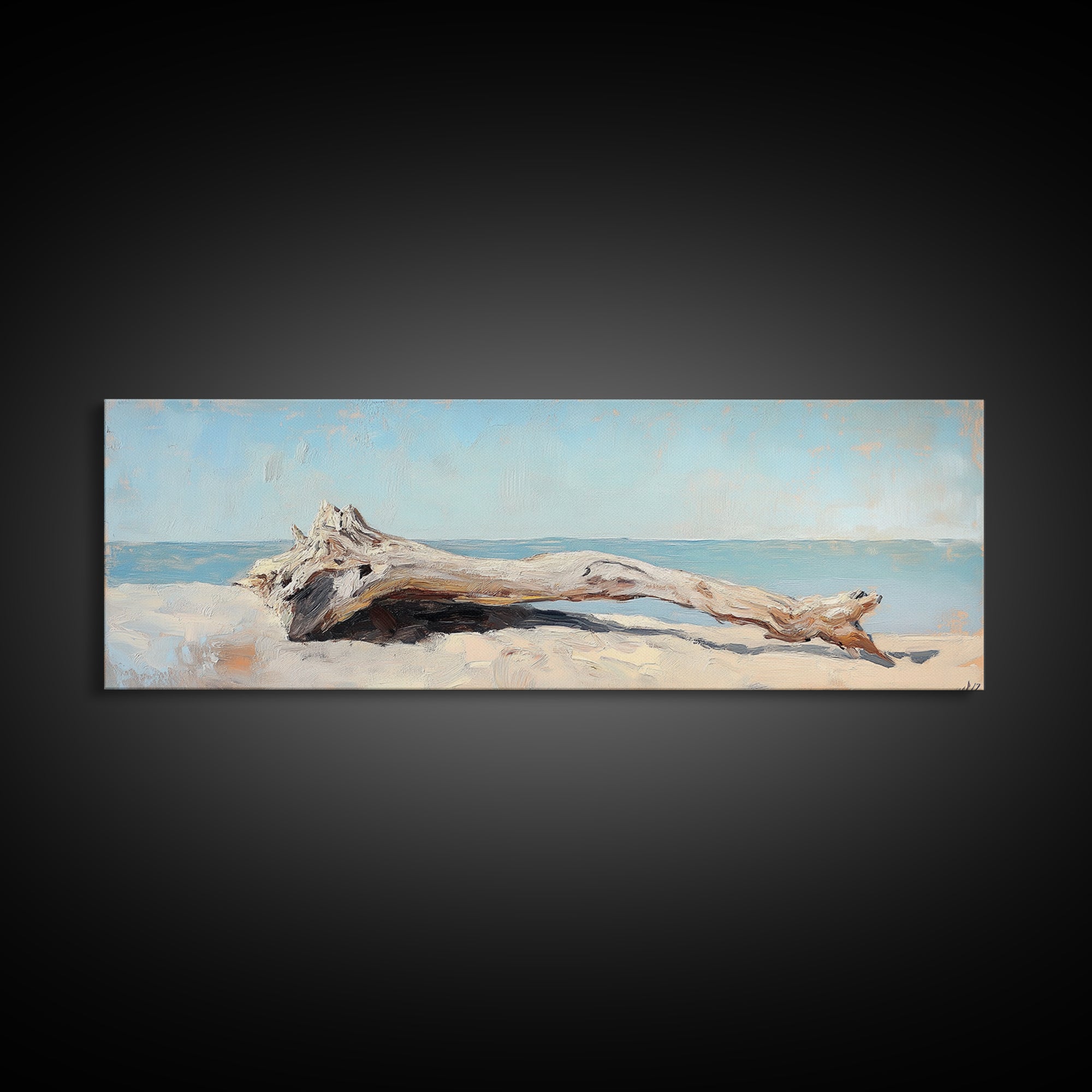 Bleached Driftwood On Sandy Shore Wall Art, Coastal Beach House Decor, Seascape Canvas, Nautical Living Room Print, Home Decor