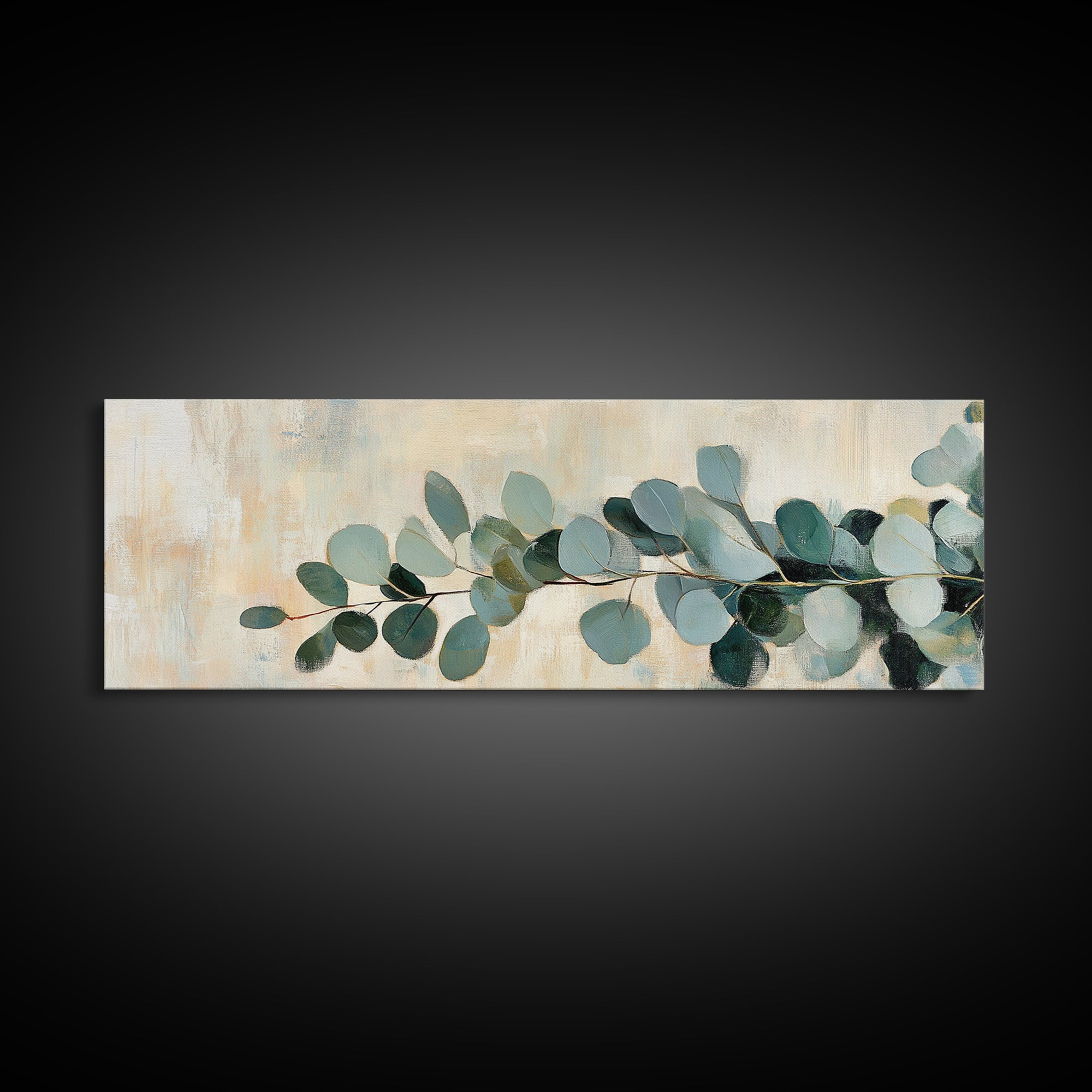 Eucalyptus Branch Botanical Wall Art, Sage Green Minimalist Canvas Print, Organic Modern Decor, Neutral Living Room Print
