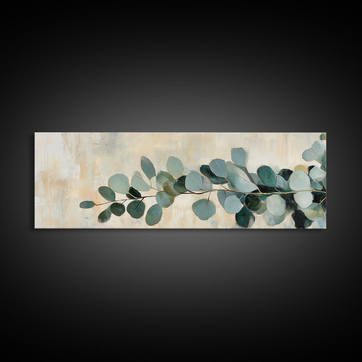 Eucalyptus Branch Botanical Wall Art, Sage Green Minimalist Canvas Print, Organic Modern Decor, Neutral Living Room Print