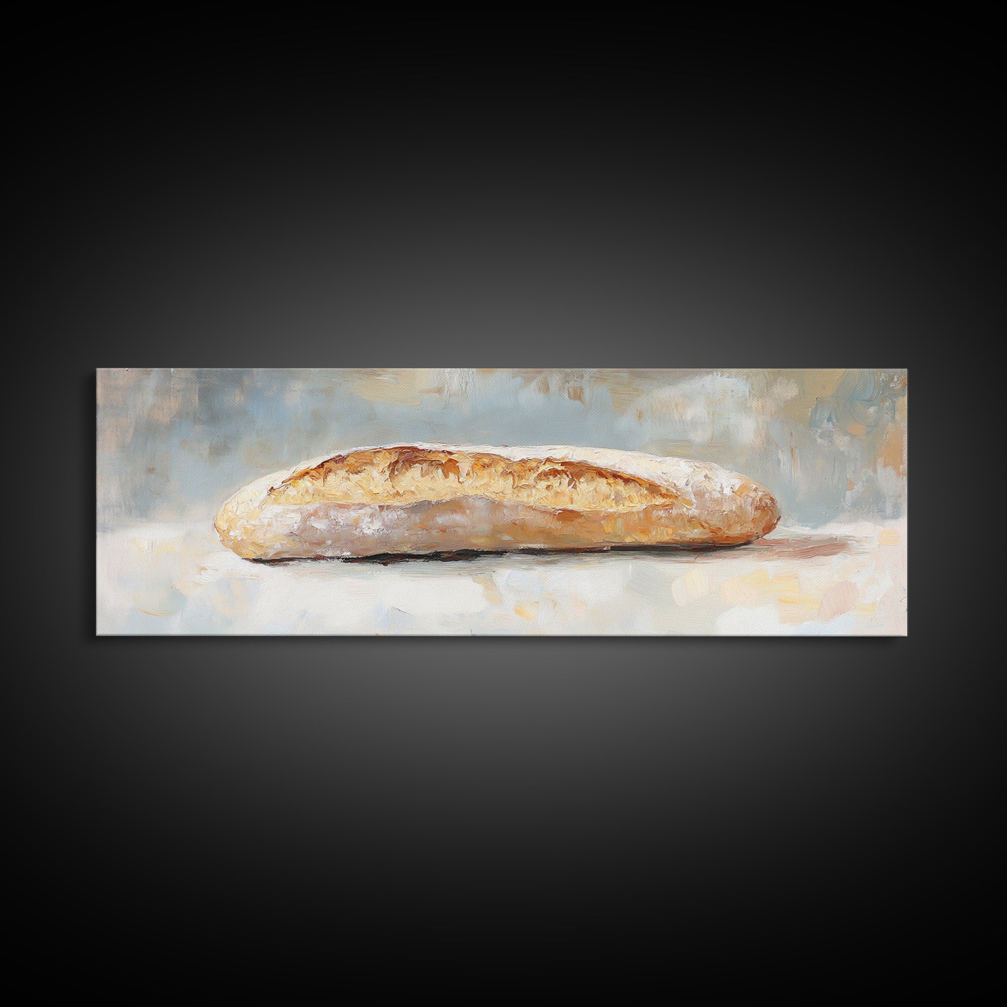 Rustic Baguette Bread Still Life Wall Art, French Bakery Canvas Print For Kitchen, Cafe Decor, Foodie Gift, Dining Room Print