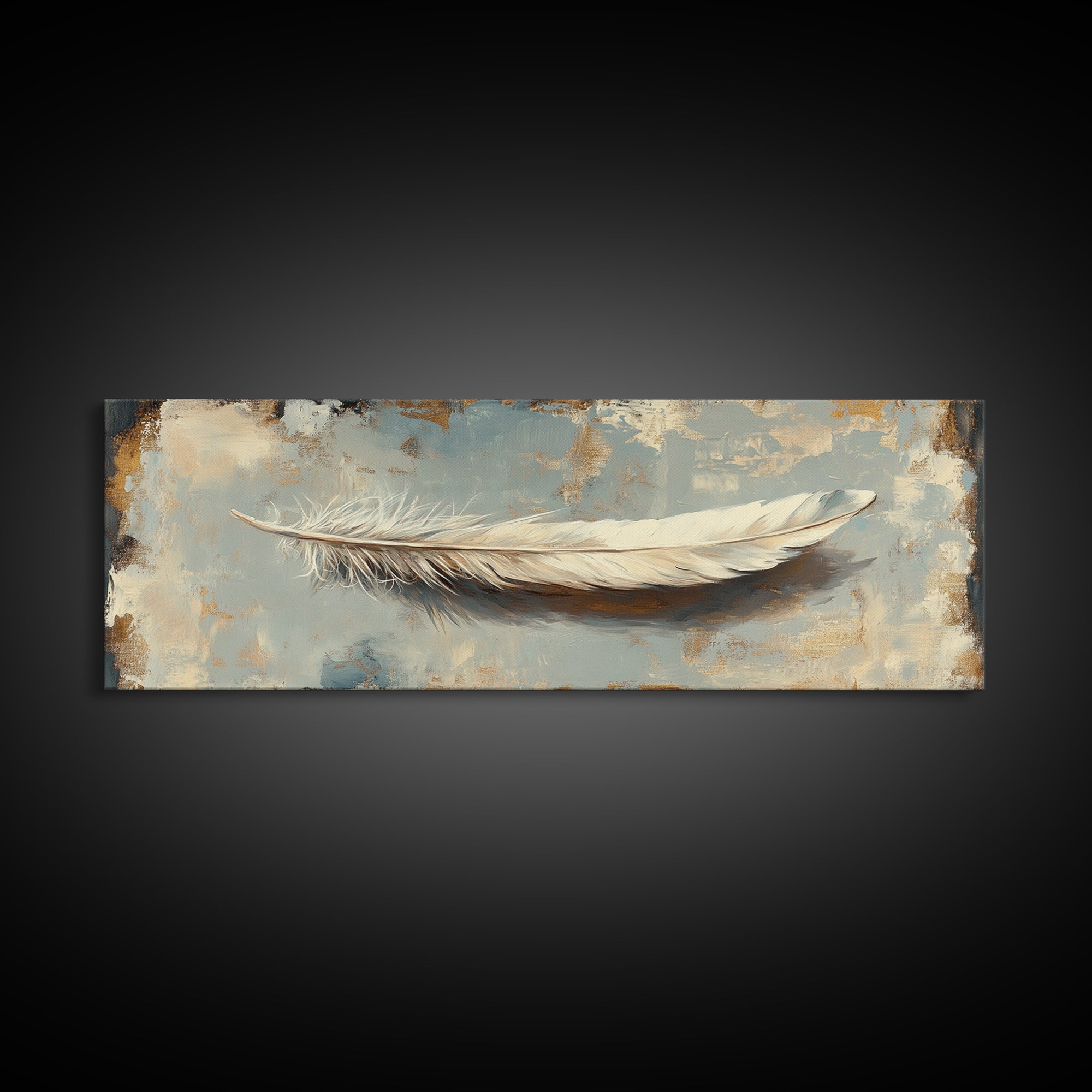 White Feather On Textured Neutral Wall Art, Minimalist Canvas Print For Bedroom, Boho Decor, Calming Coastal Home Decor Gift