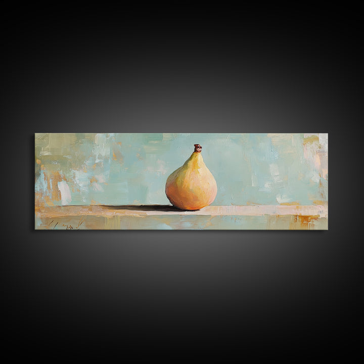 Golden Pear Still Life Framed Canvas Print, Rustic Kitchen Wall Art, Farmhouse Decor, Fruit Painting, Dining Room Decor Gift