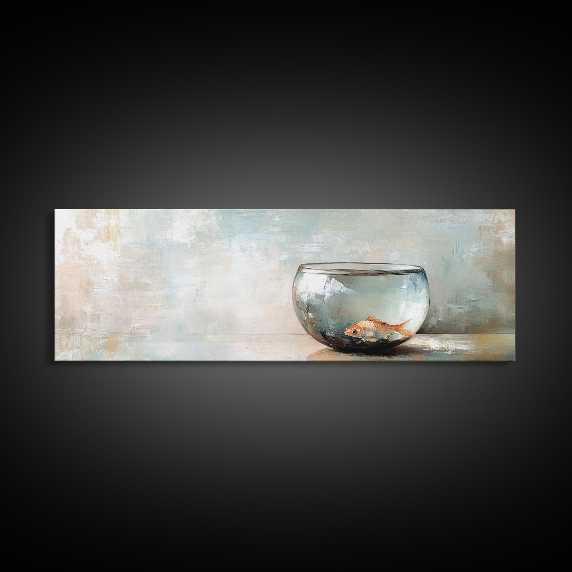Goldfish In Glass Bowl Wall Art, Minimalist Ocean Decor, Animal Art Print, Coastal Bathroom Canvas Print, Gift For Fish Lovers