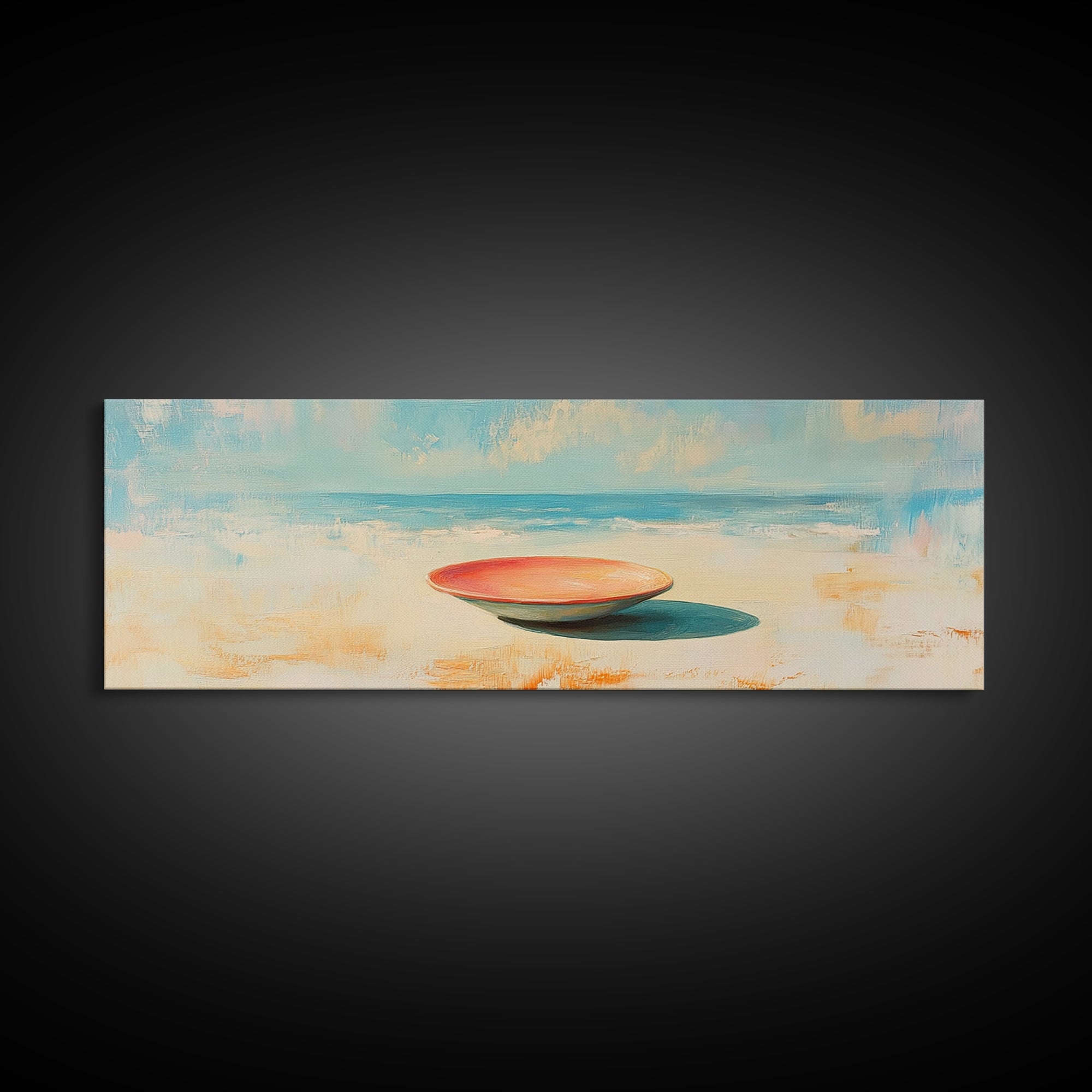 Minimal Beach Bowl Seascape Wall Art, Coastal Canvas Print, Modern Nautical Decor, Serene Ocean Landscape Painting For Beach House