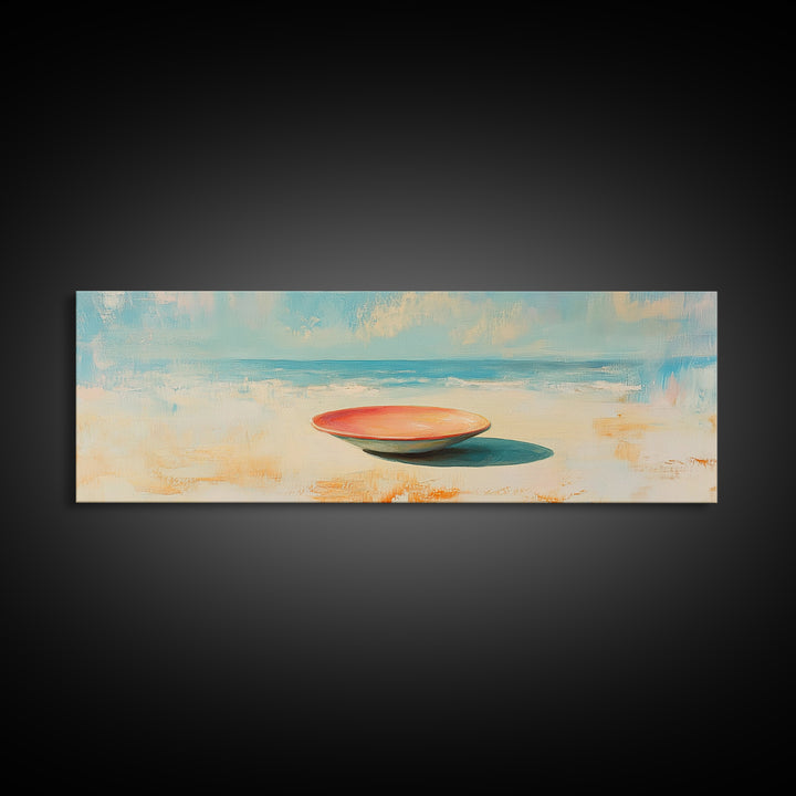 Minimal Beach Bowl Seascape Wall Art, Coastal Canvas Print, Modern Nautical Decor, Serene Ocean Landscape Painting For Beach House