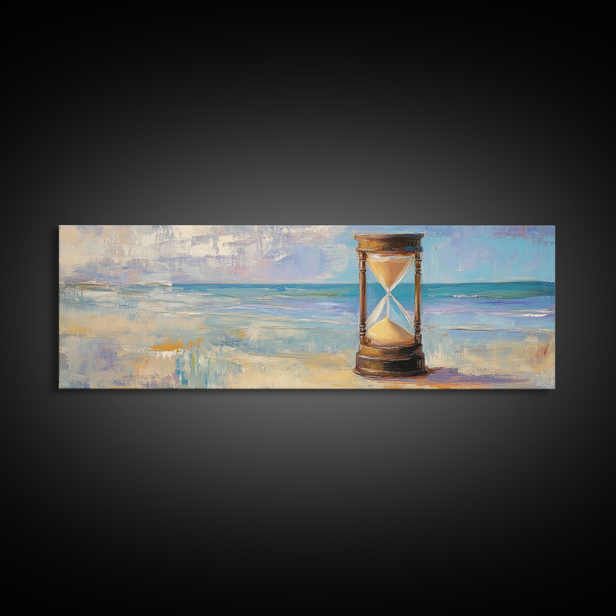 Beach Hourglass Seascape Wall Art, Coastal Canvas Print, Ocean Decor, Nautical Landscape Painting, Serene Living Room Art