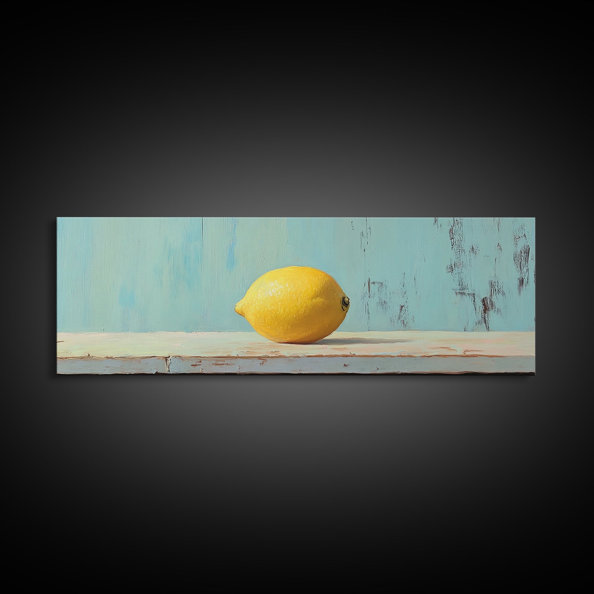 Bright Yellow Lemon Still Life Canvas Print, Minimalist Kitchen Wall Art, Fruit Art Print, Mediterranean Decor, Foodie Gift