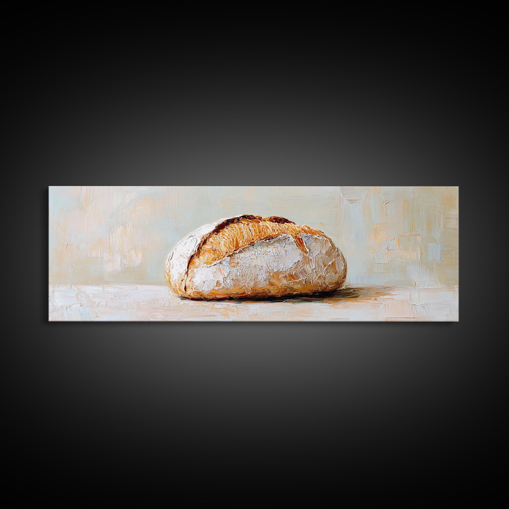 Crusty Artisan Bread Loaf Still Life Canvas Print, Rustic Kitchen Wall Art, Bakery Decor, Food Lover Gift, Farmhouse Decor
