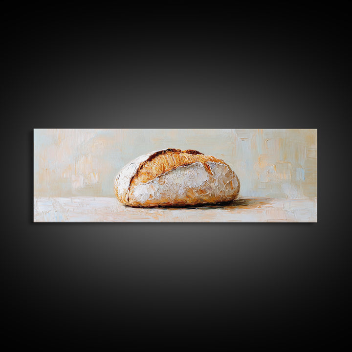 Crusty Artisan Bread Loaf Still Life Canvas Print, Rustic Kitchen Wall Art, Bakery Decor, Food Lover Gift, Farmhouse Decor