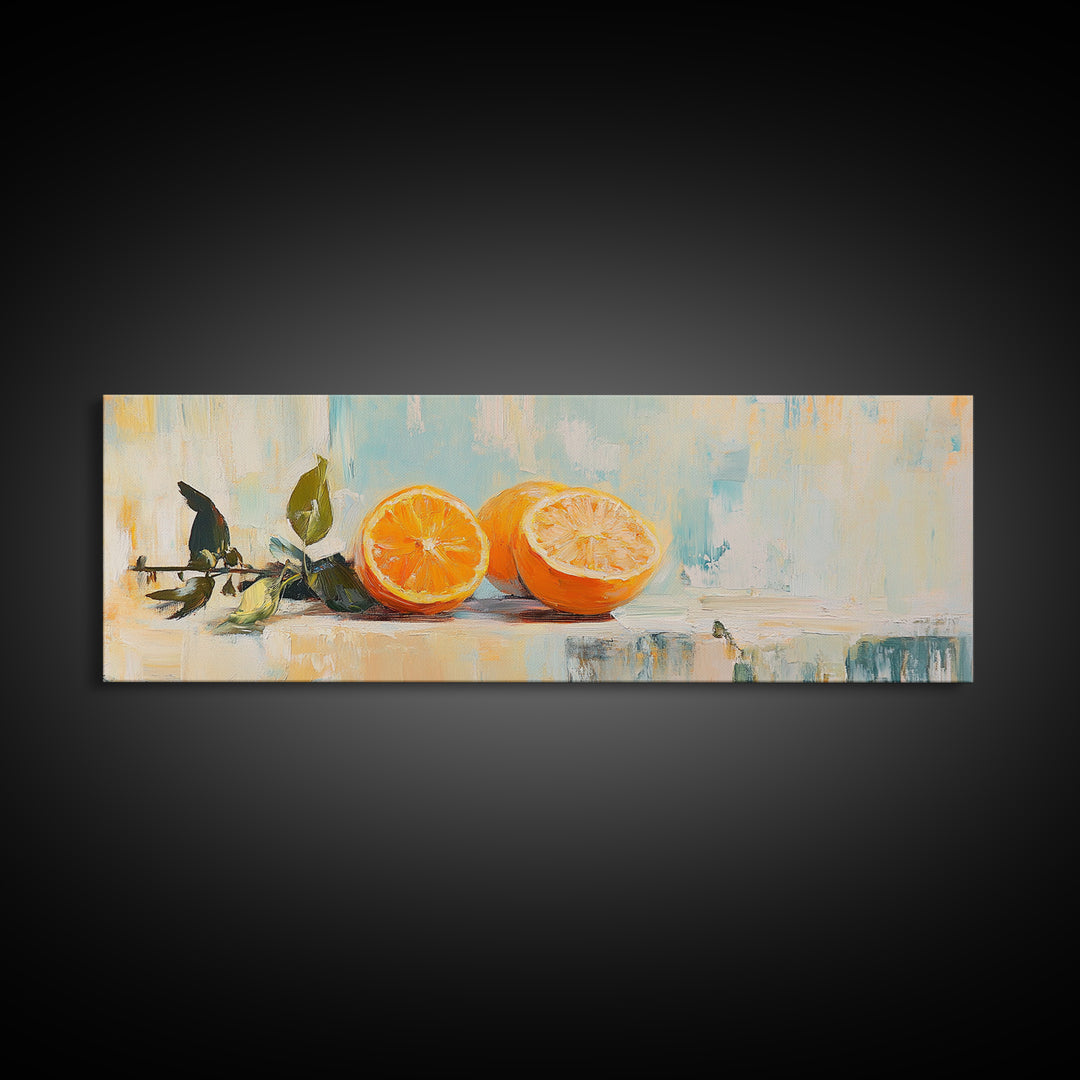 Fresh Orange Still Life Wall Art, Citrus Kitchen Canvas Print, Mediterranean Decor, Fruit Art, Dining Room Prints Gift Idea