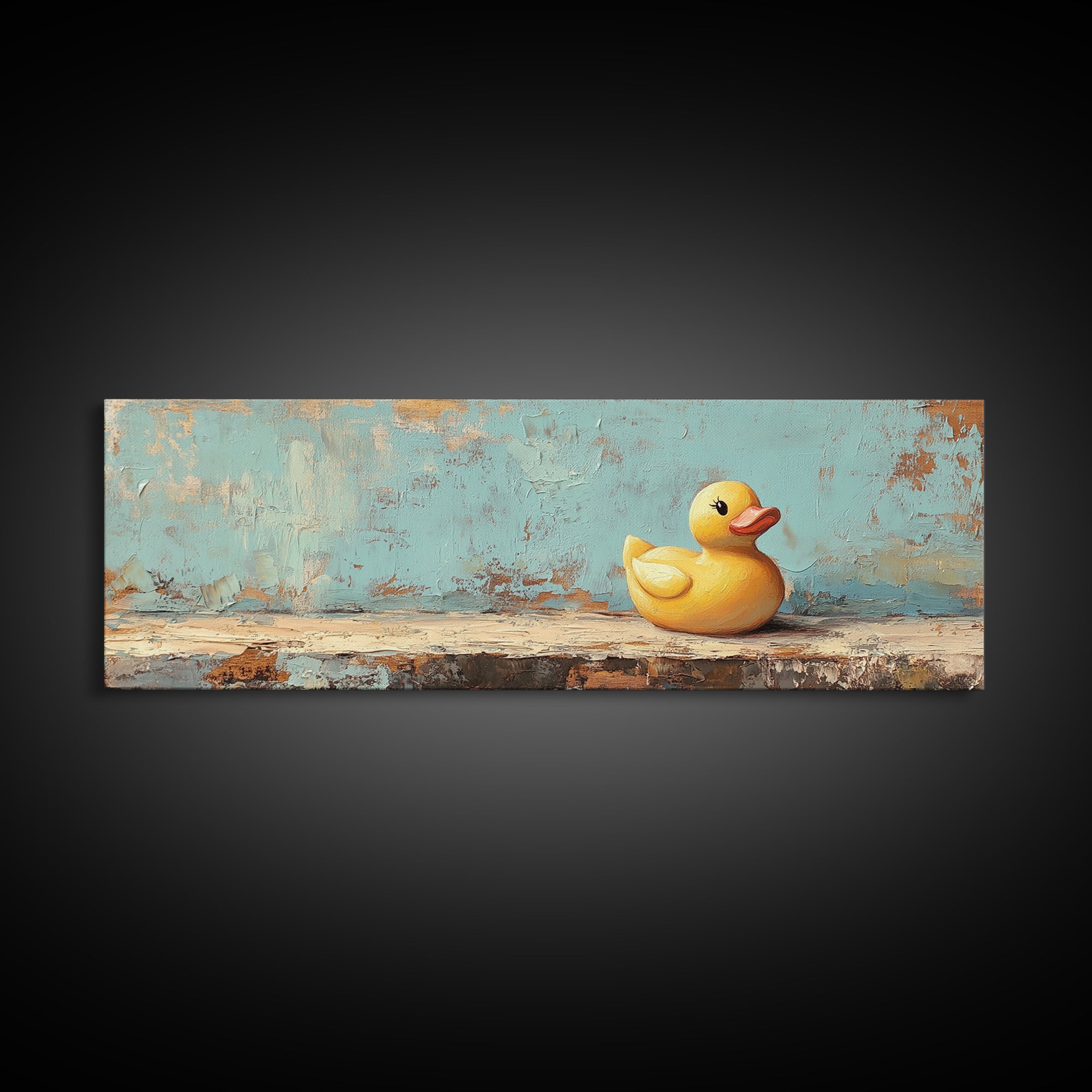Yellow Rubber Duck Wall Art, Whimsical Bathroom Canvas Print, Cute Kids Room Decor, Playful Nursery Gift, Fun Wall Decor