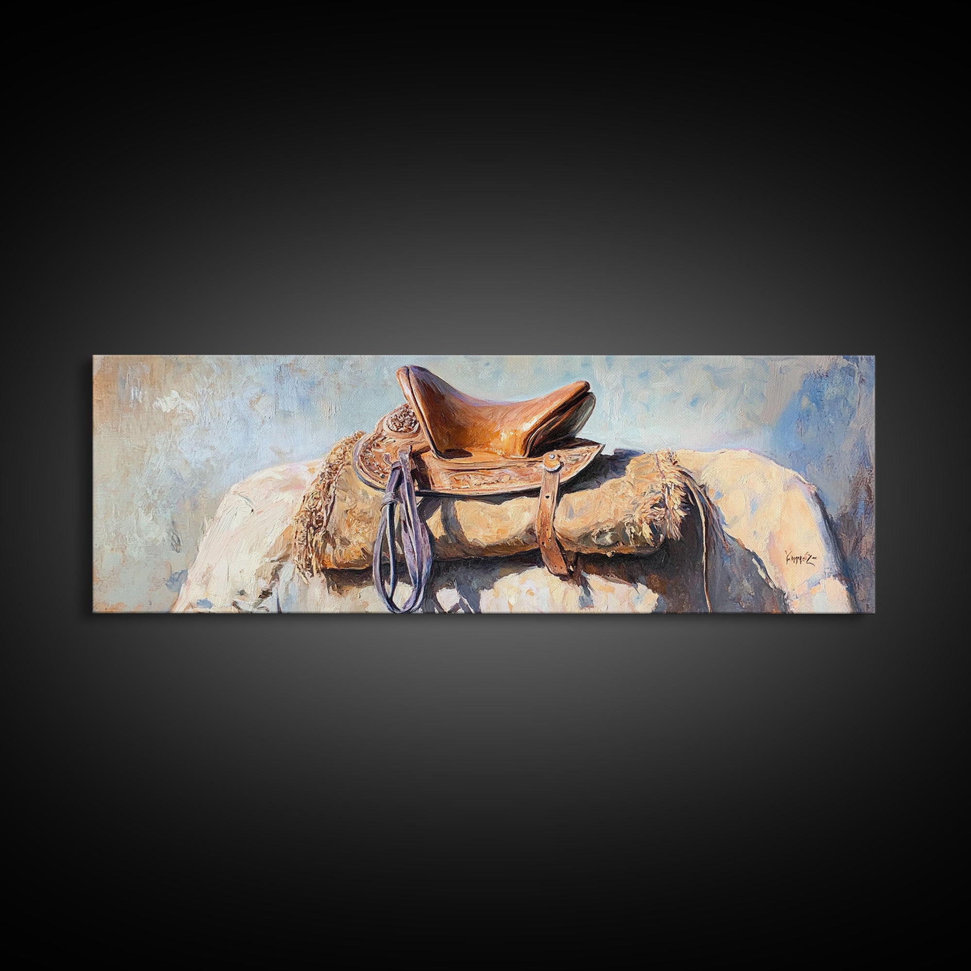 Western Horse Saddle Wall Art, Rustic Ranch Decor, Cowboy Farmhouse Canvas Print, Equestrian Wall Decor, Horse Lover Gift For Him