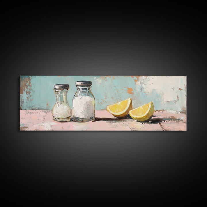 Salt And Pepper With Lemon Canvas Print, Kitchen Wall Art, Farmhouse Decor, Foodie Gift, Dining Room Prints, Cute Kitchen Art