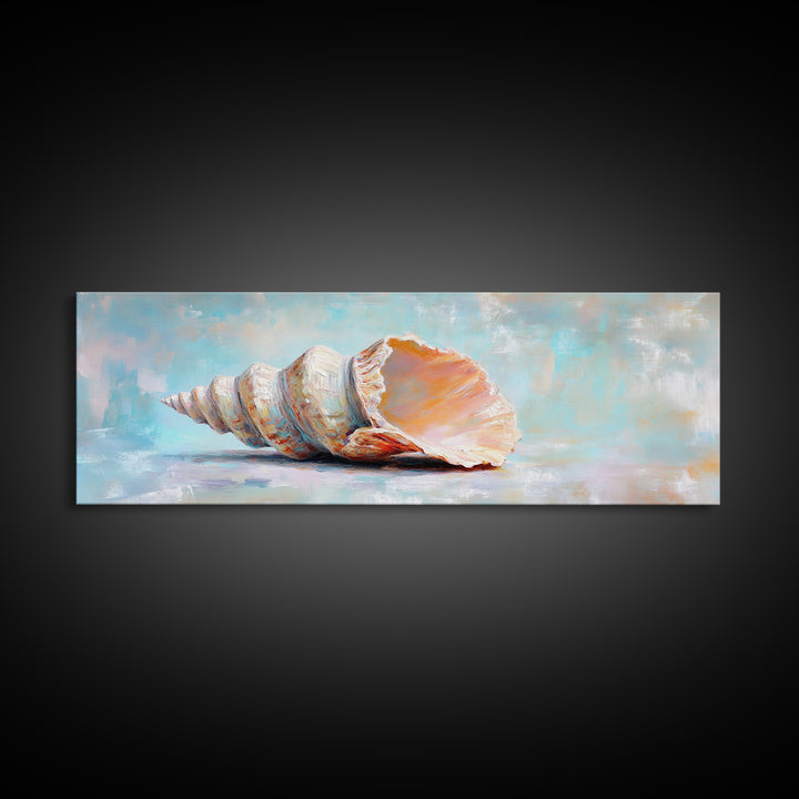 Large Pink Conch Seashell Framed Canvas Print, Coastal Wall Art, Beach House Decor, Ocean Wall Decor, Nautical Gift, Seaside Wall Art