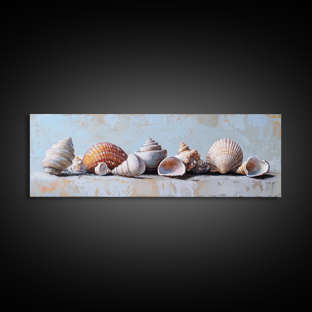 Coastal Seashell Collection Still Life Canvas Print, Beach Wall Art, Ocean Decor, Nautical Wall Decor, Beach House Gift Idea